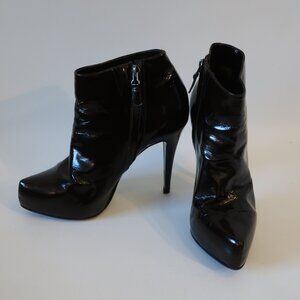 Nando Muzi Italia Brown Patent Leather Stiletto Heel Zip Ankle Booties 39 US/9